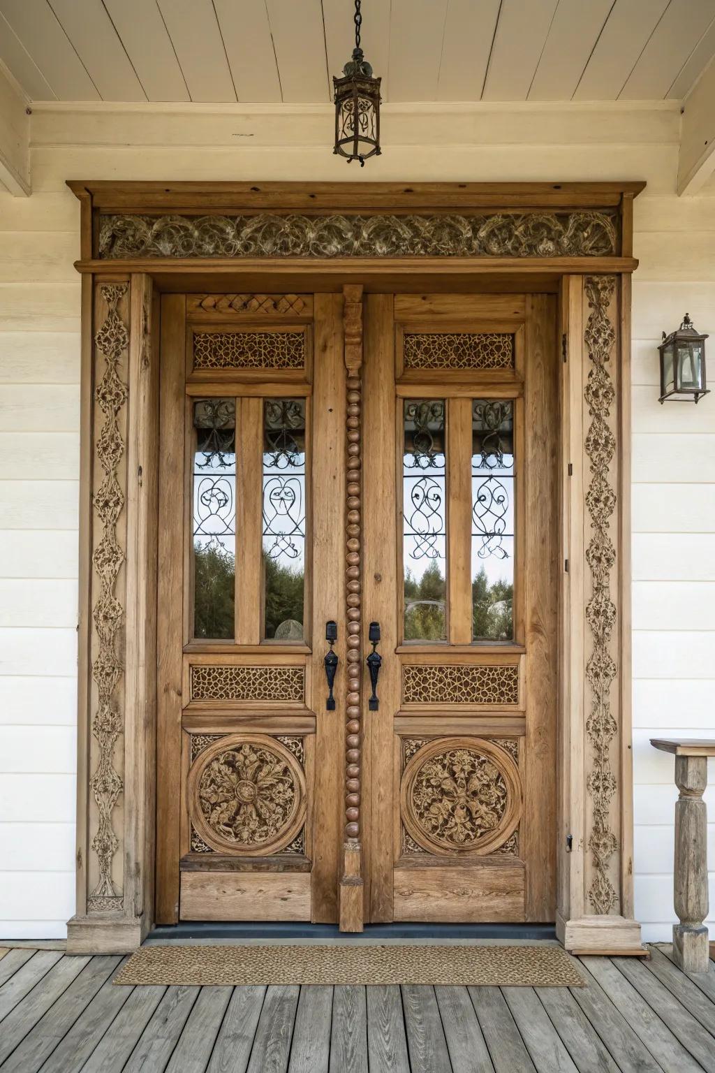 Double doors create a grand, welcoming entrance.