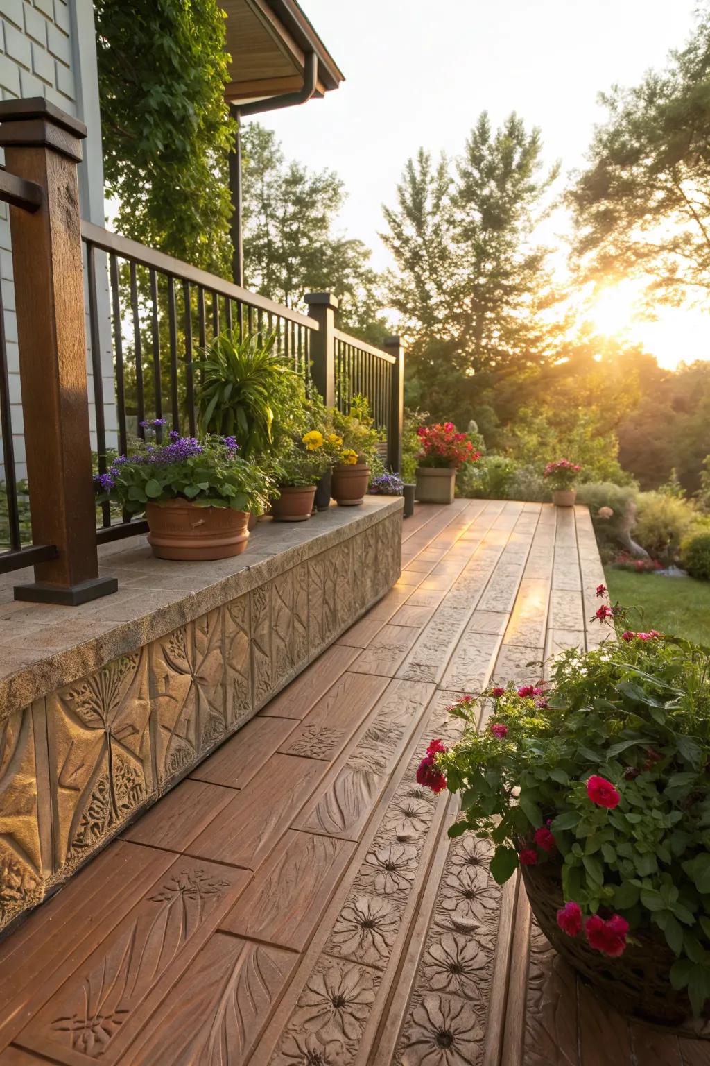 Terracotta skirting brings a warm, Mediterranean feel to your deck.
