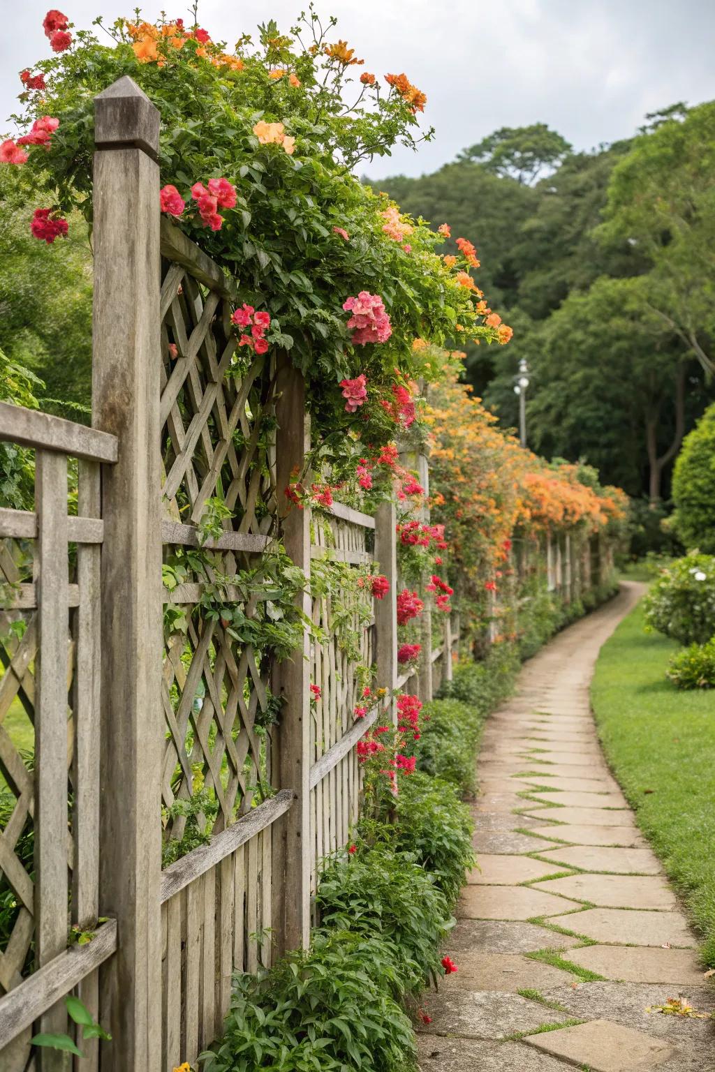 Trellis sections add height and greenery to fences.