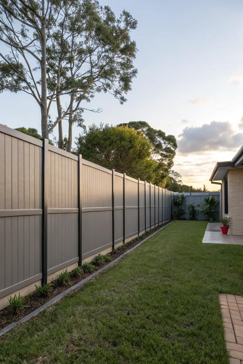 Soundproof fences ensure a peaceful backyard retreat.