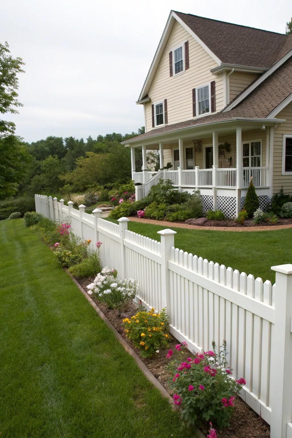 Vinyl fences offer a clean and durable solution.