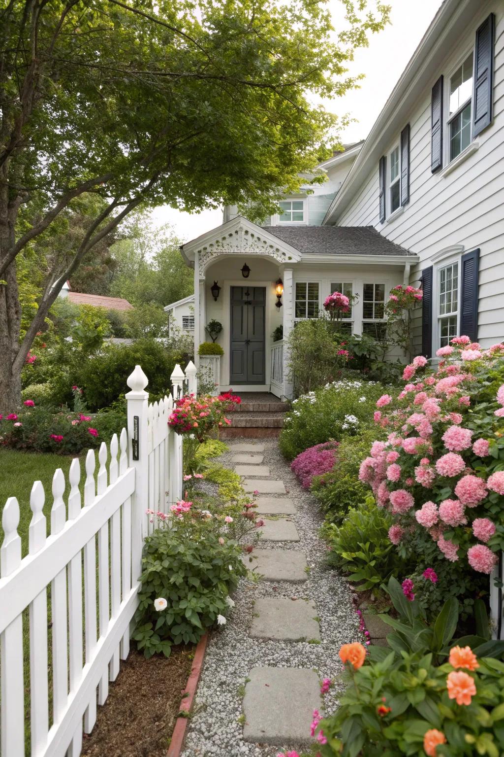Classic charm: Picket fencing for an inviting front yard.