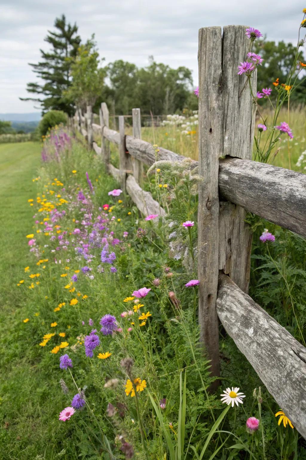 Rustic charm comes alive with reclaimed wood fencing.