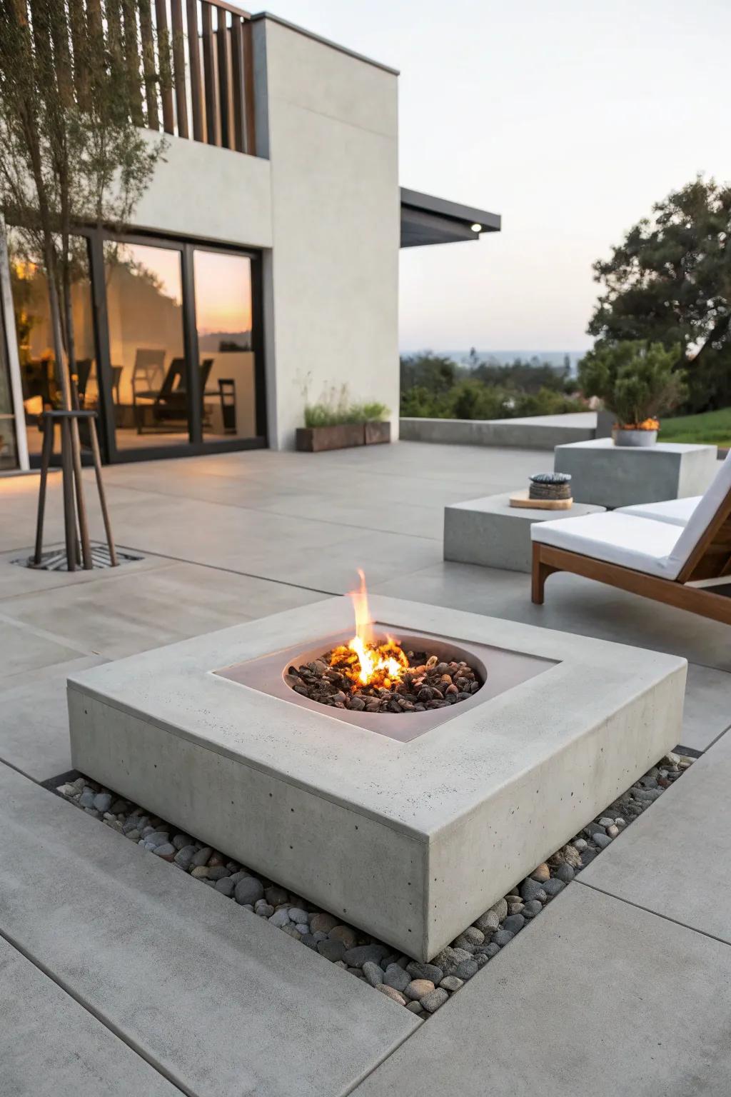Concrete slab bases offer durability and a sleek aesthetic.