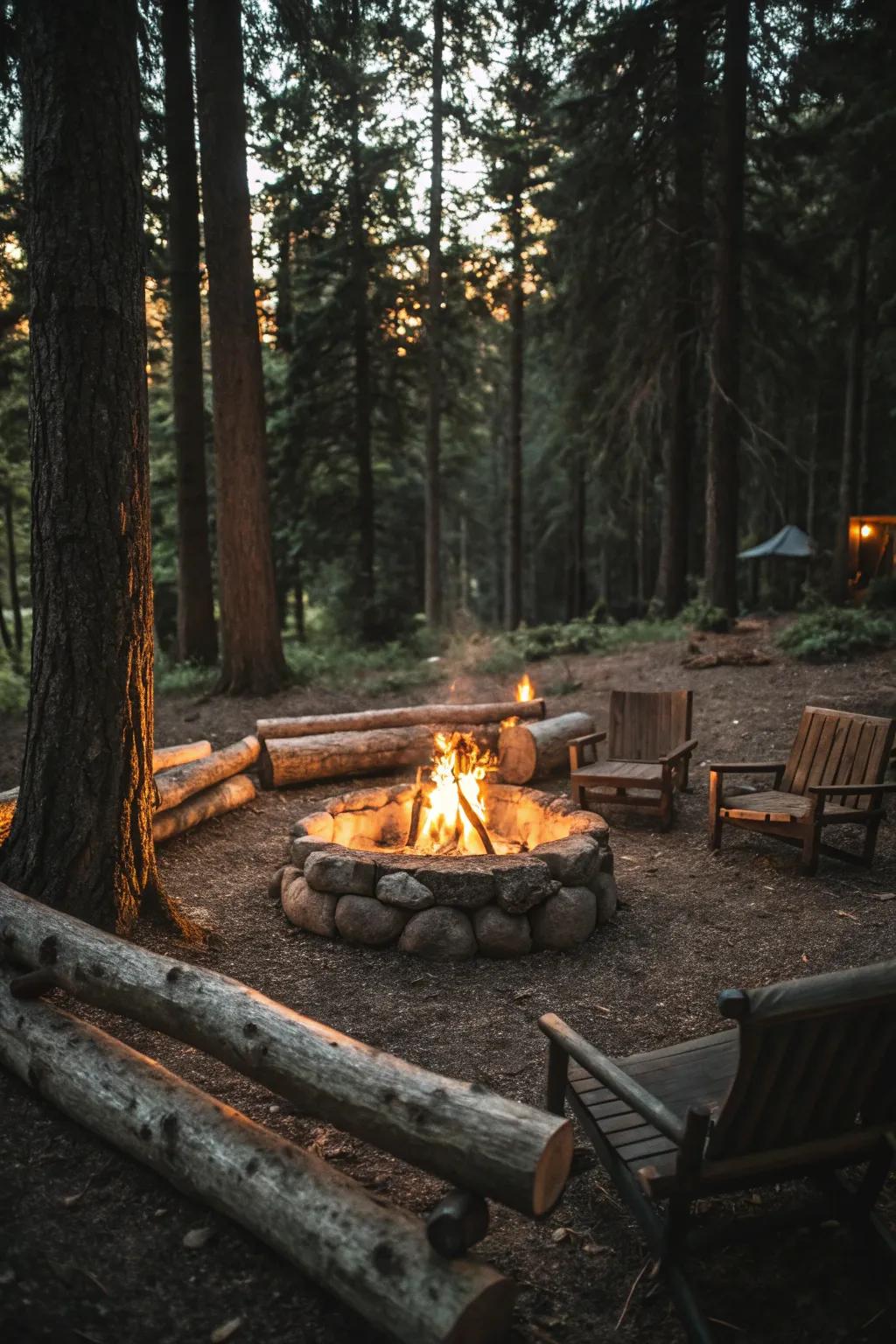 Rustic charm with natural log borders.