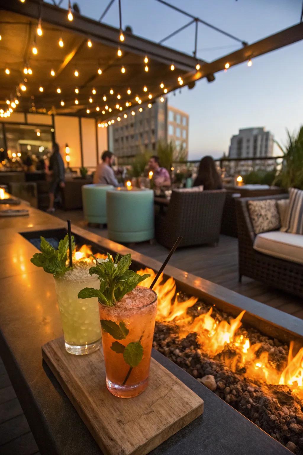 Refreshing themed cocktails served beside the fire.