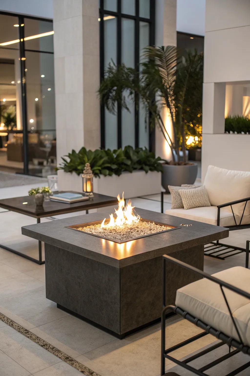 Choose eco-friendly elegance with an ethanol fire pit table.