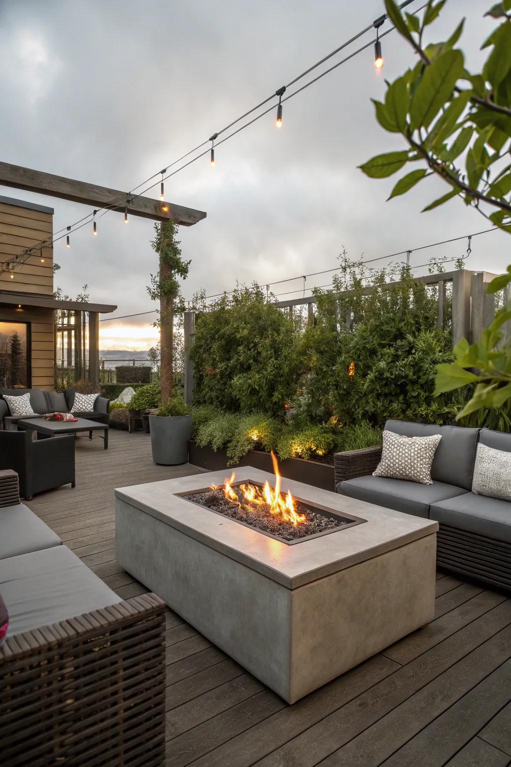 A portable fire table that offers flexibility and style for any outdoor gathering.