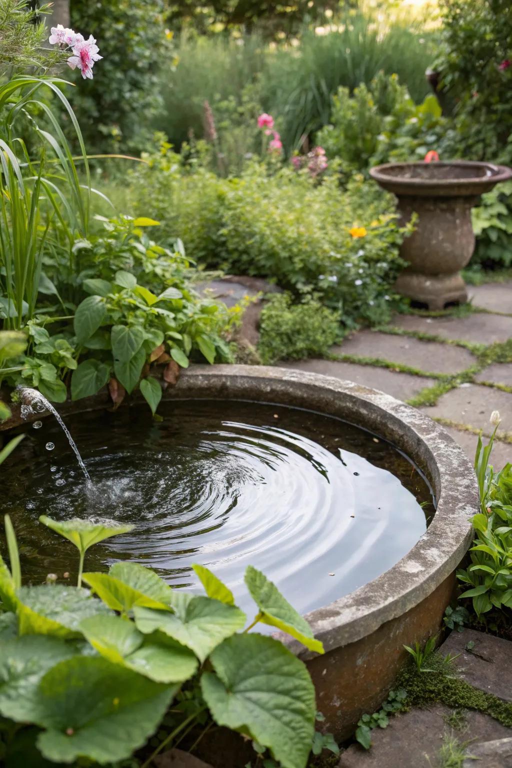 A container pond offers a simple solution for small spaces.
