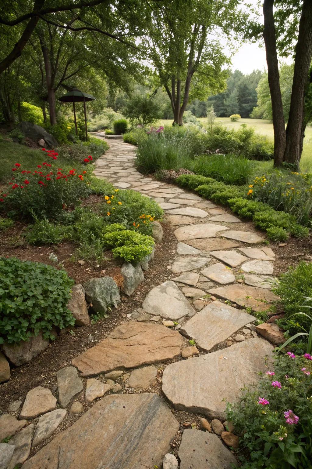 Get creative with irregular flagstone paving.