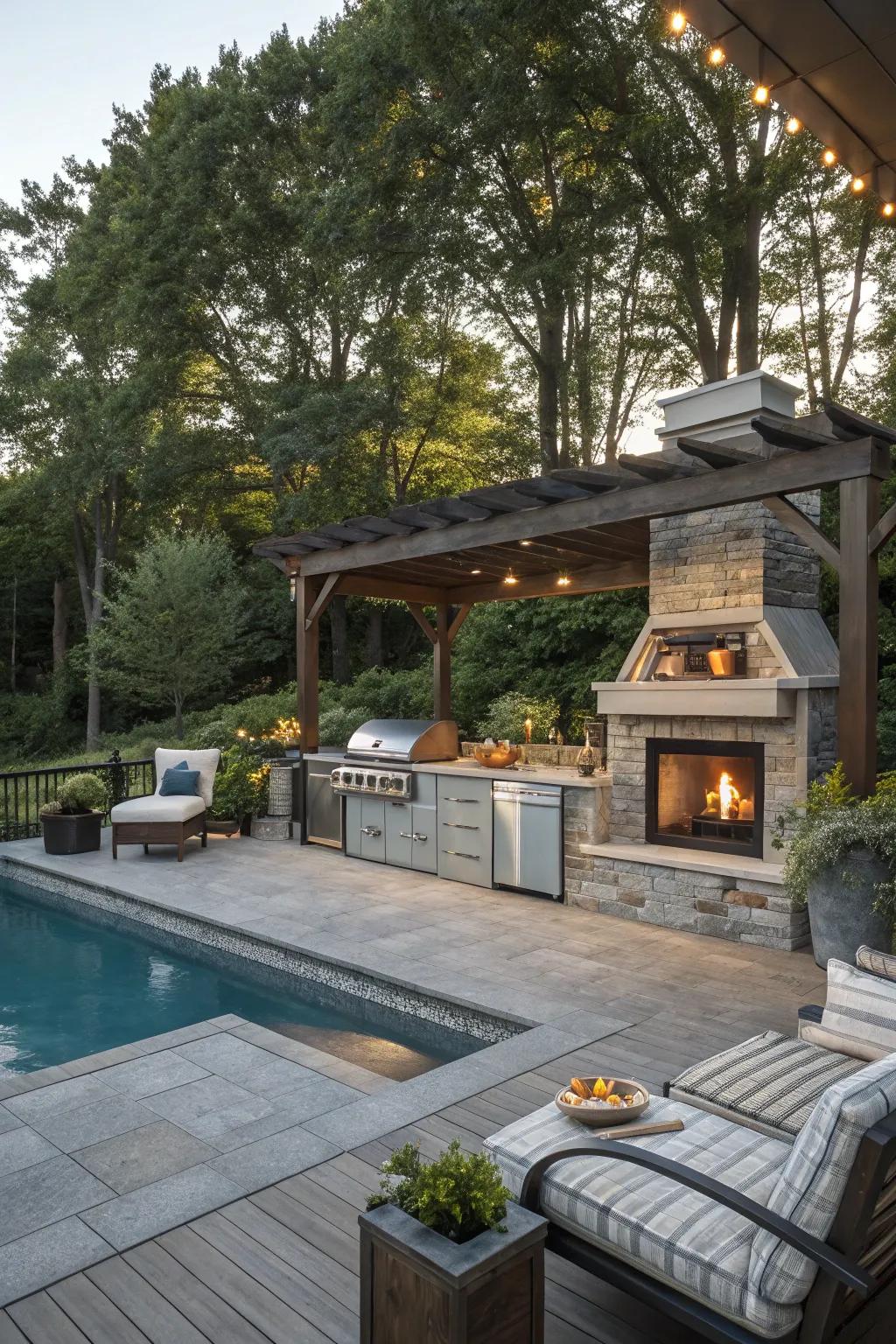 Enhance your pool deck with outdoor living spaces.