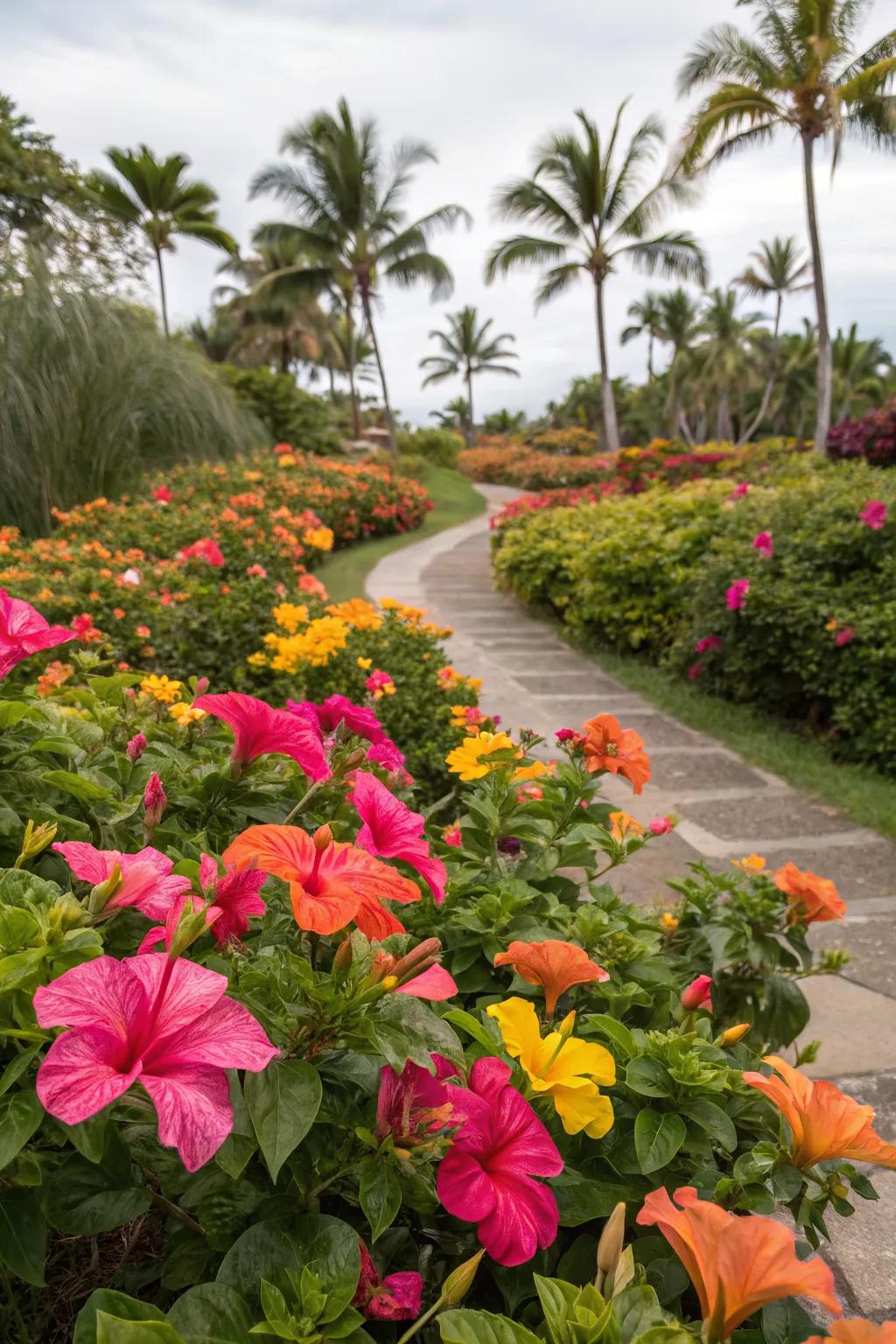 A garden with tropical colors for a festive vibe