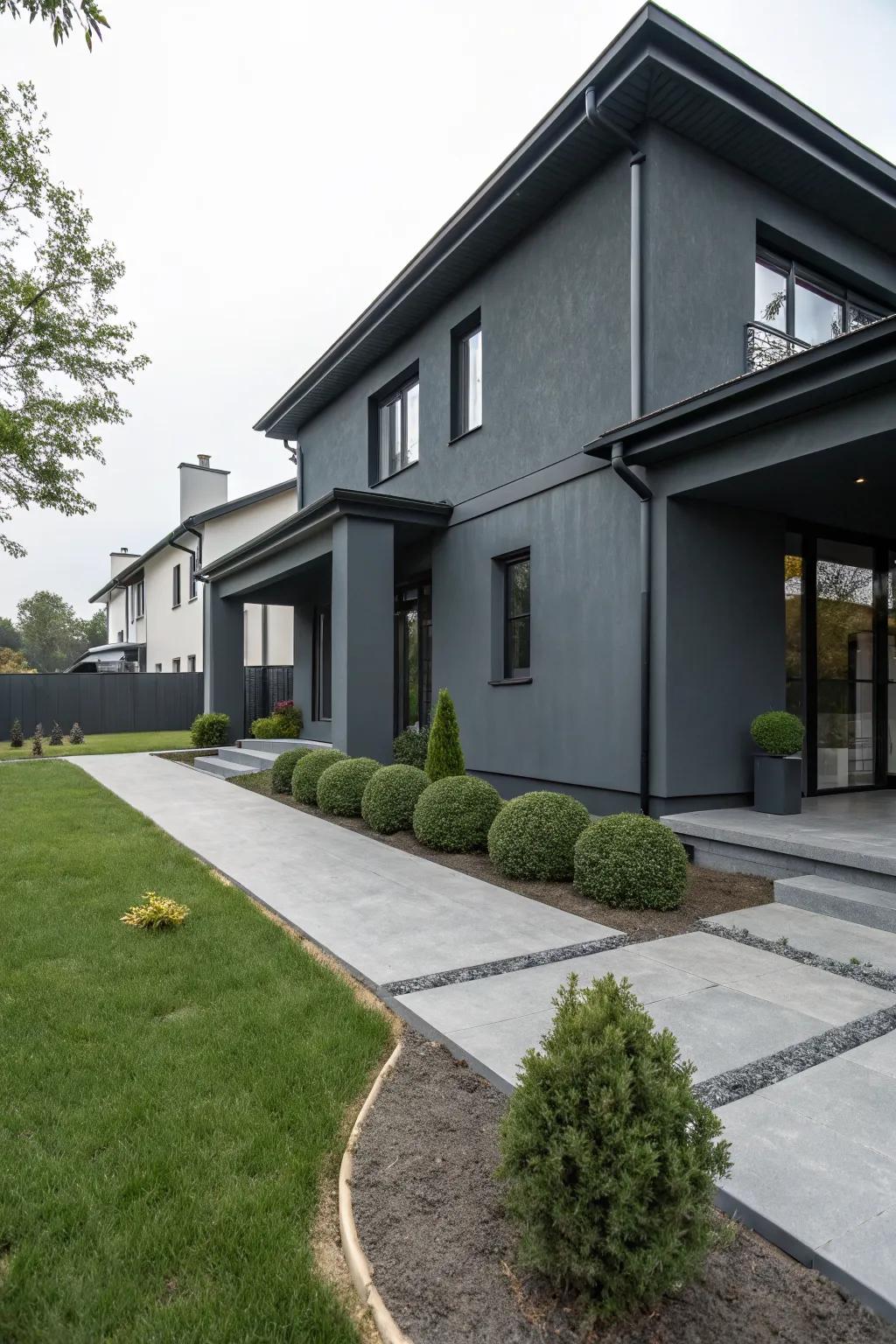 Charcoal gray adds sophistication and modernity.