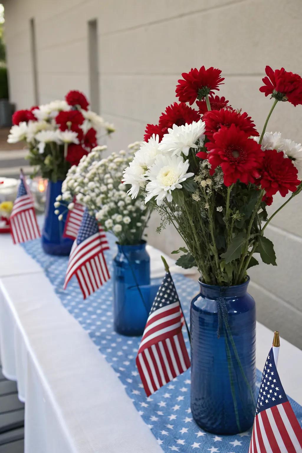 Design eye-catching patriotic table centerpieces.