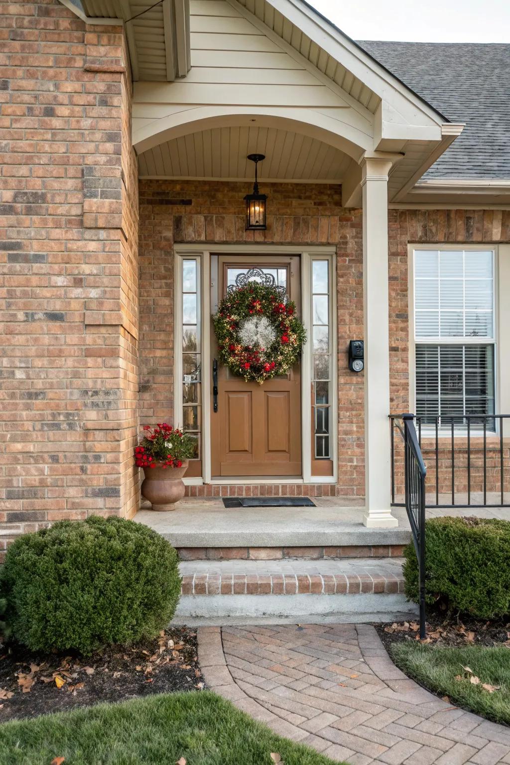Seasonal wreaths add a touch of personality and festivity to any door.