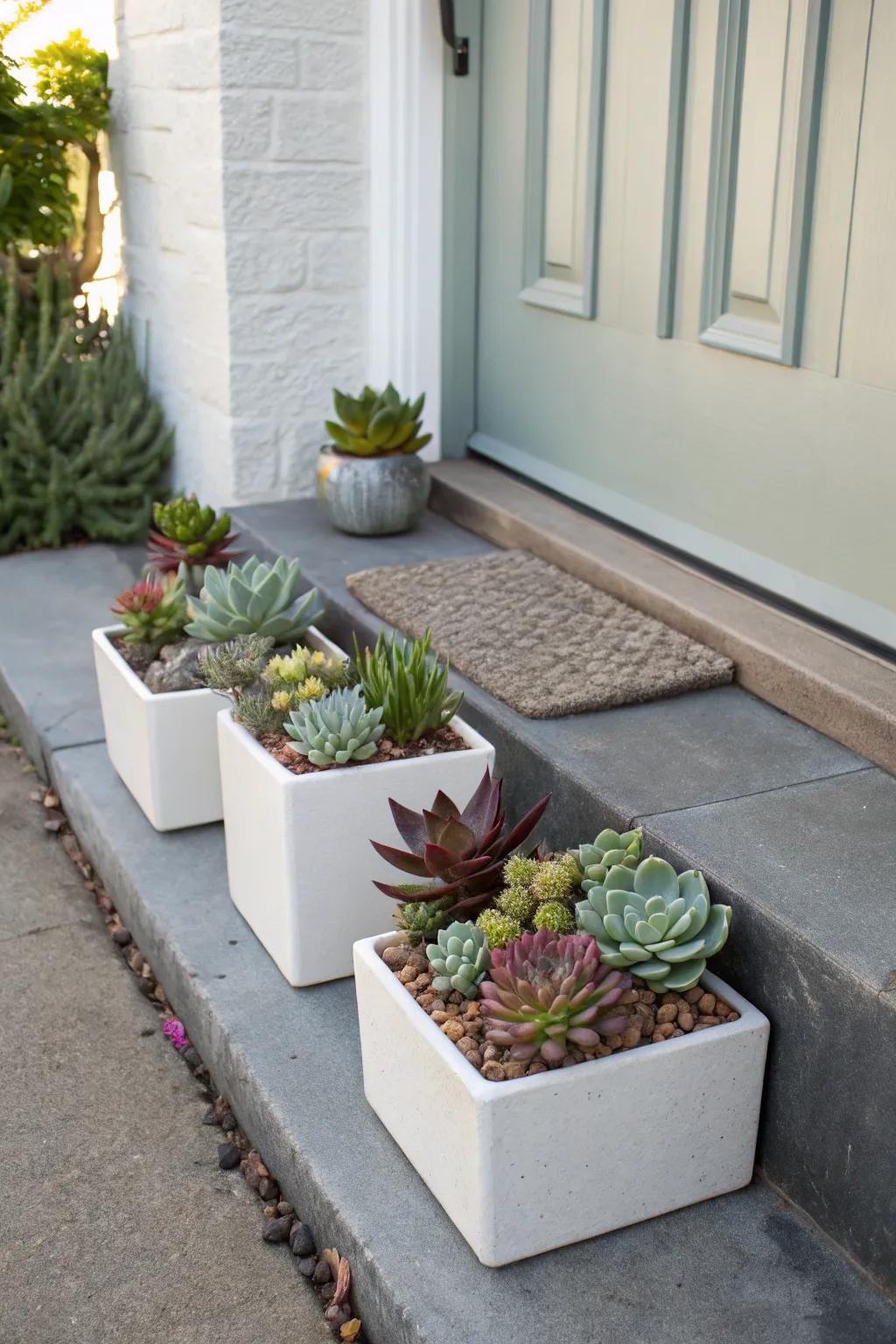 Succulents bring modern simplicity to any doorstep.