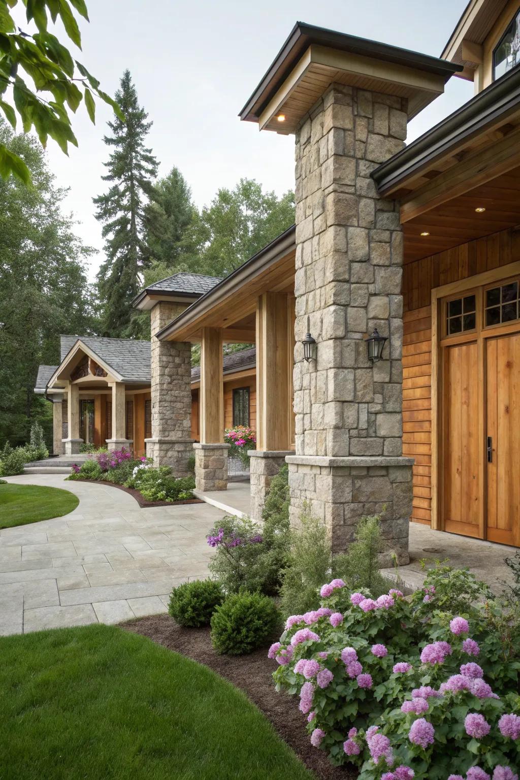 Achieve rustic sophistication with a stone and wood fence.