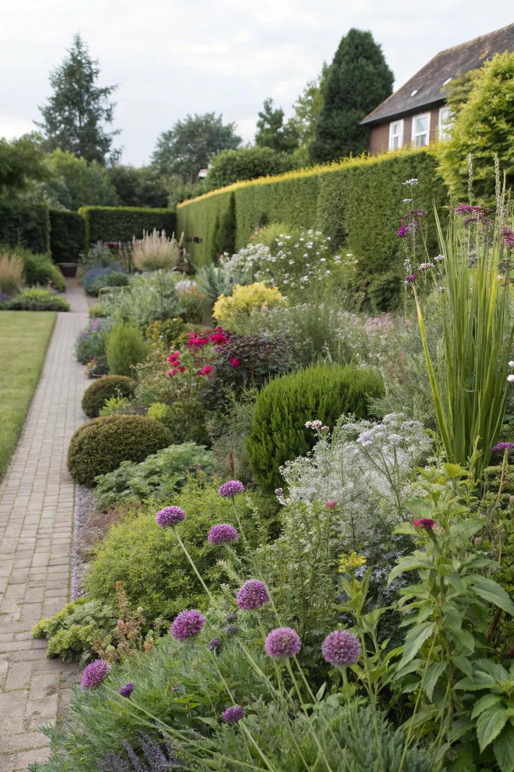 A mix of plant textures and heights for visual interest.