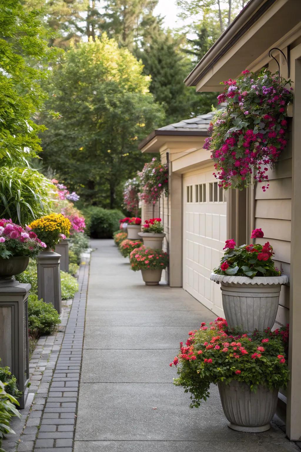 Enhance your pathway with strategically placed planters.