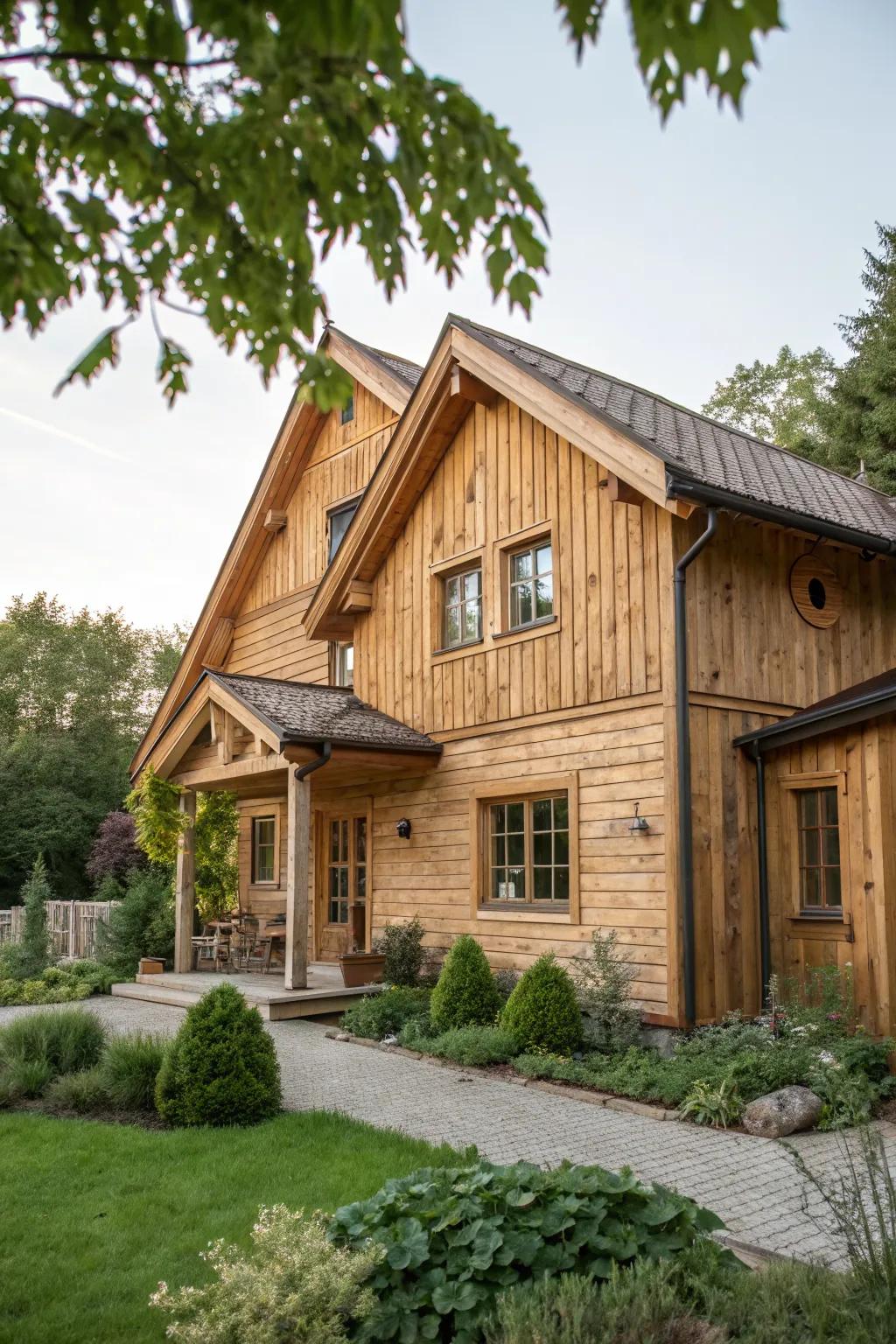 A house with charming rustic timber cladding.