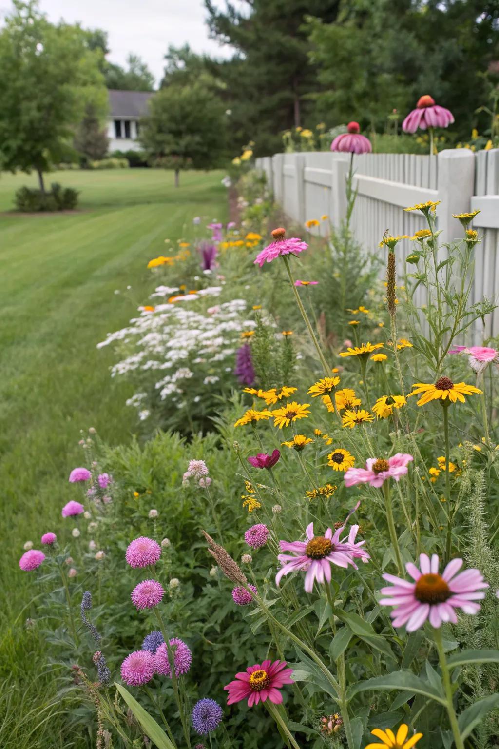 A front yard transformed into a wildflower wonderland.