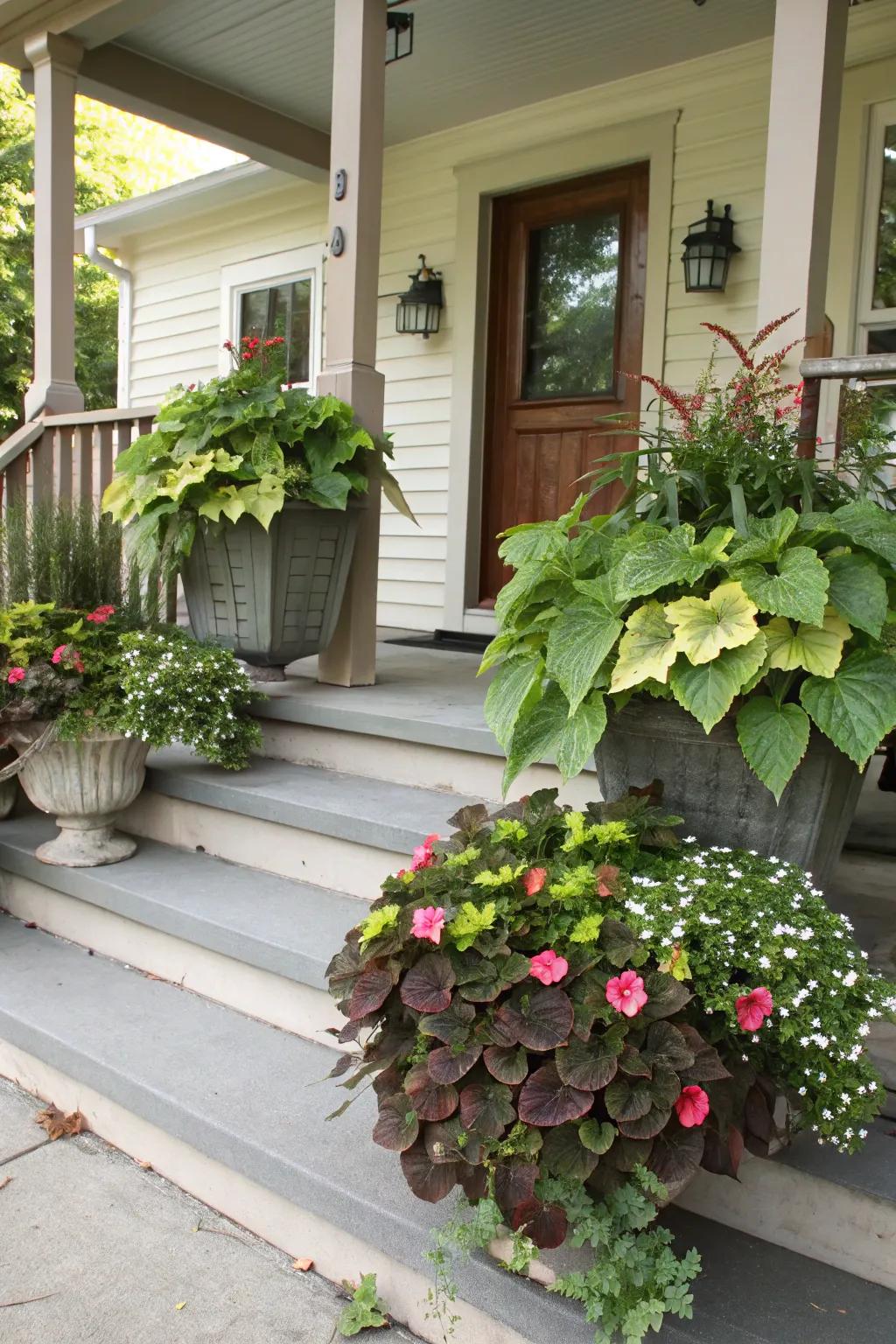 Mixing textures for a captivating porch display.