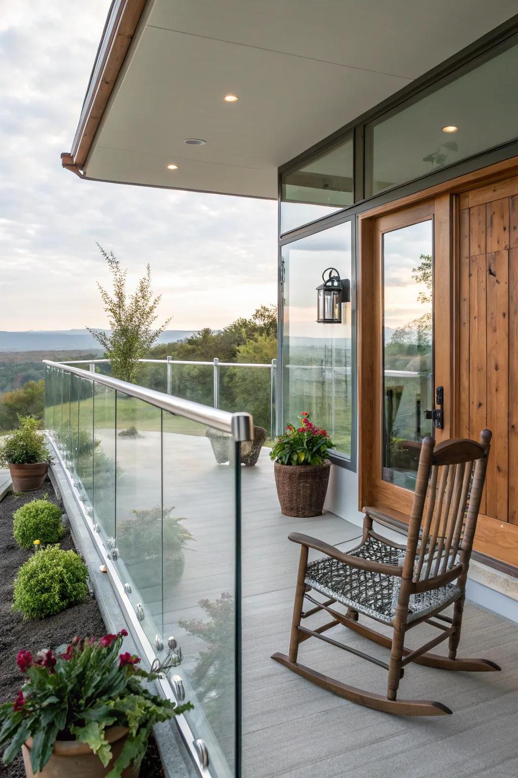 Glass railings offer an open feel while maintaining safety.
