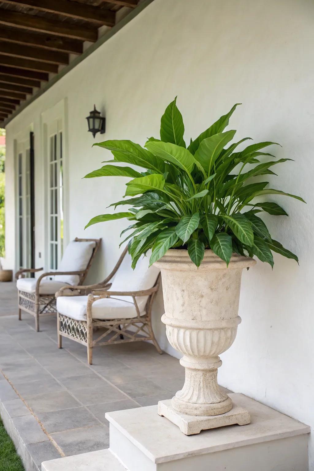 Make a bold statement with a single plant in your urn.