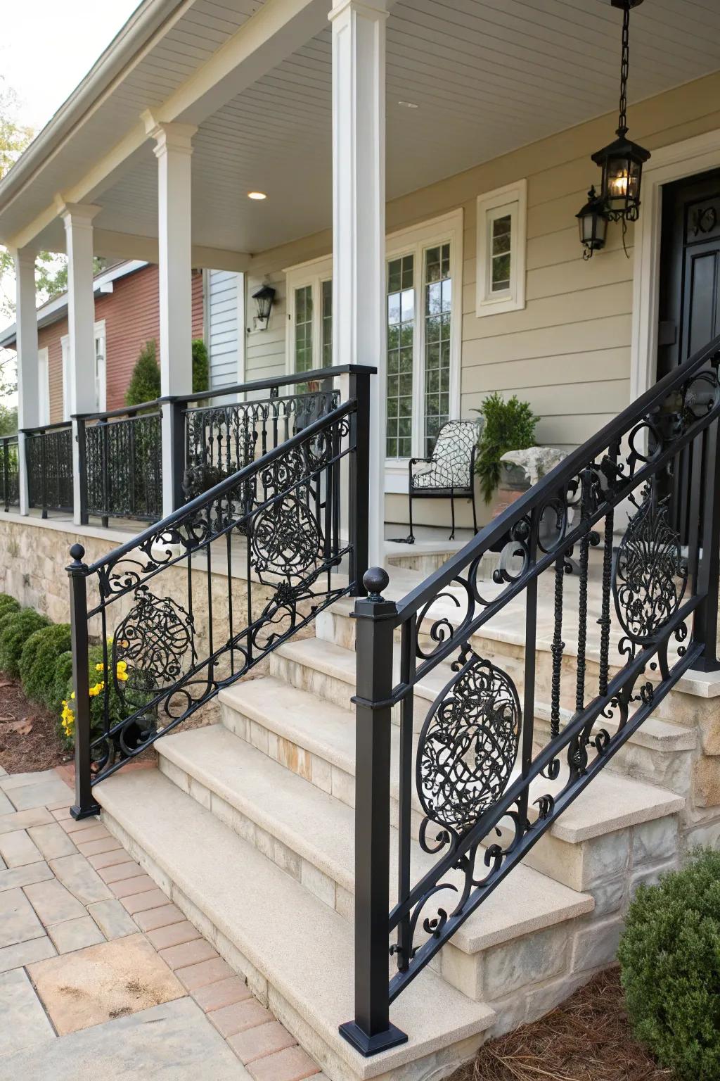 Versatile black railing designs add personal flair.
