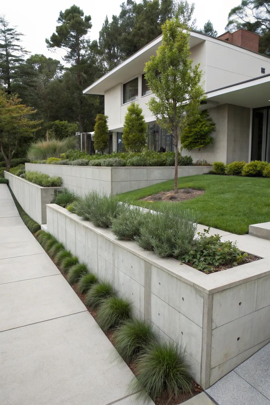 Achieve modern elegance with a sleek concrete wall.