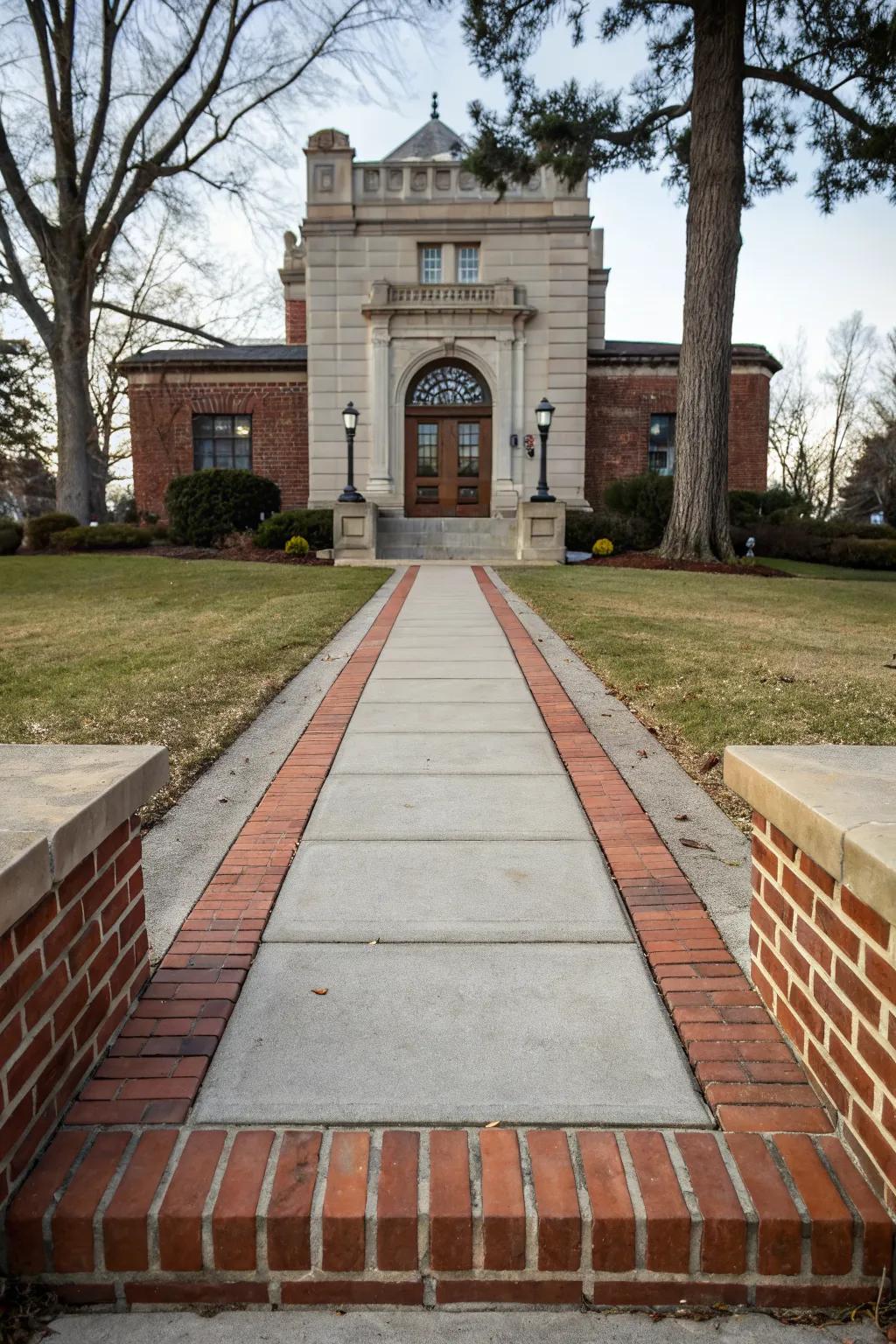 Brick borders add boldness and definition to your concrete pathway.