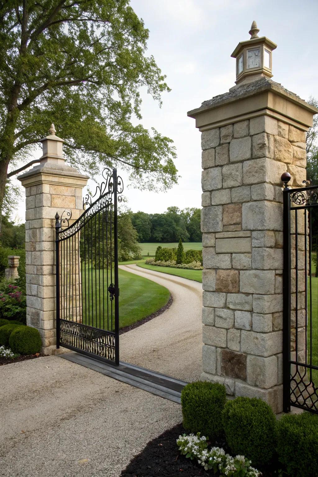 Gateway features mark the entrance and add elegance to driveways.