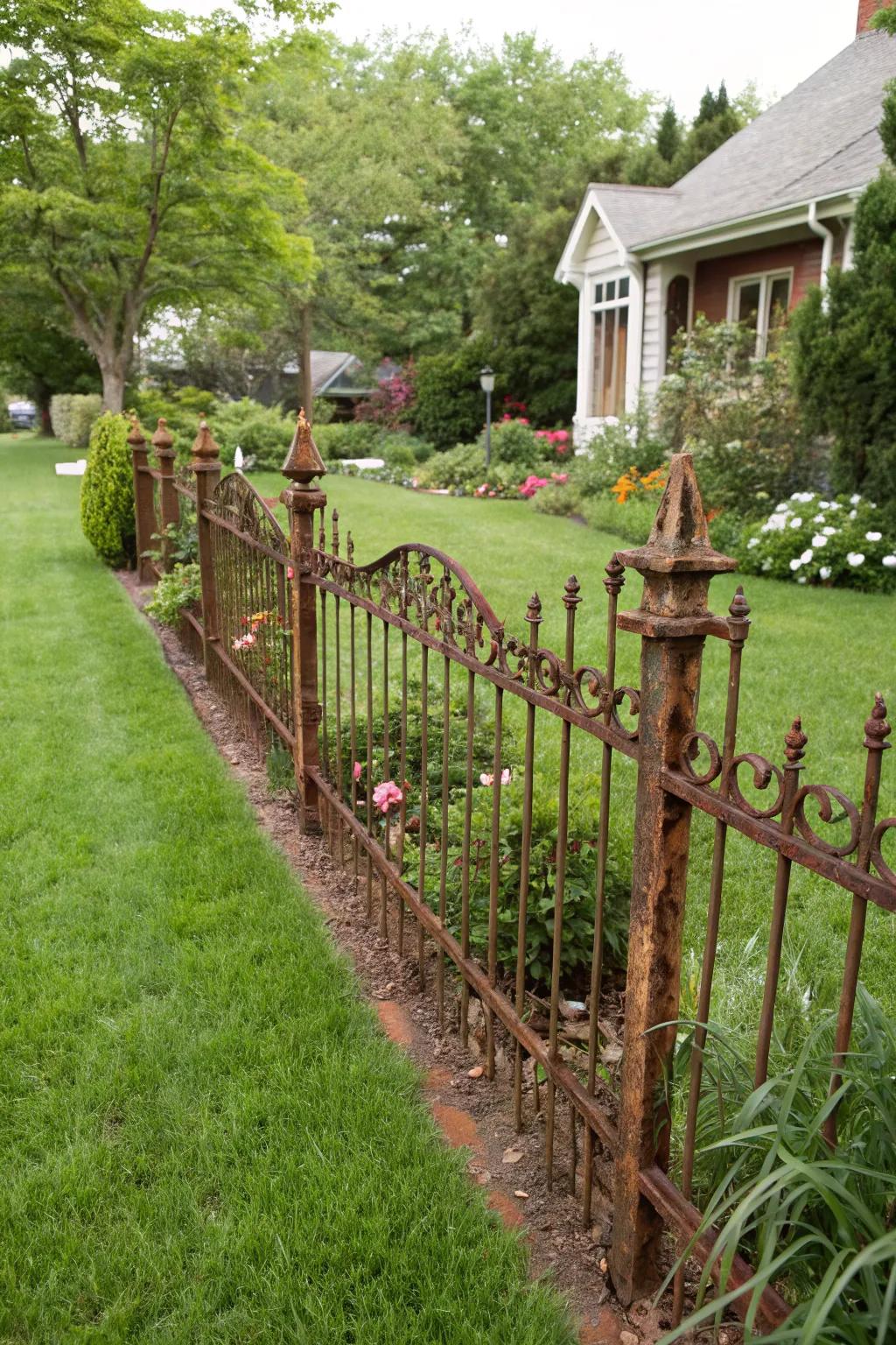 An eco-friendly iron fence crafted from recycled materials.