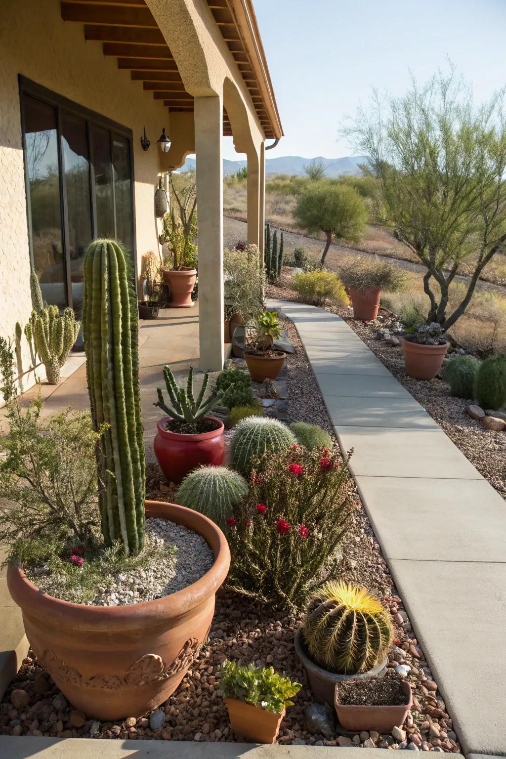 Container plants offer flexibility and seasonal variety.