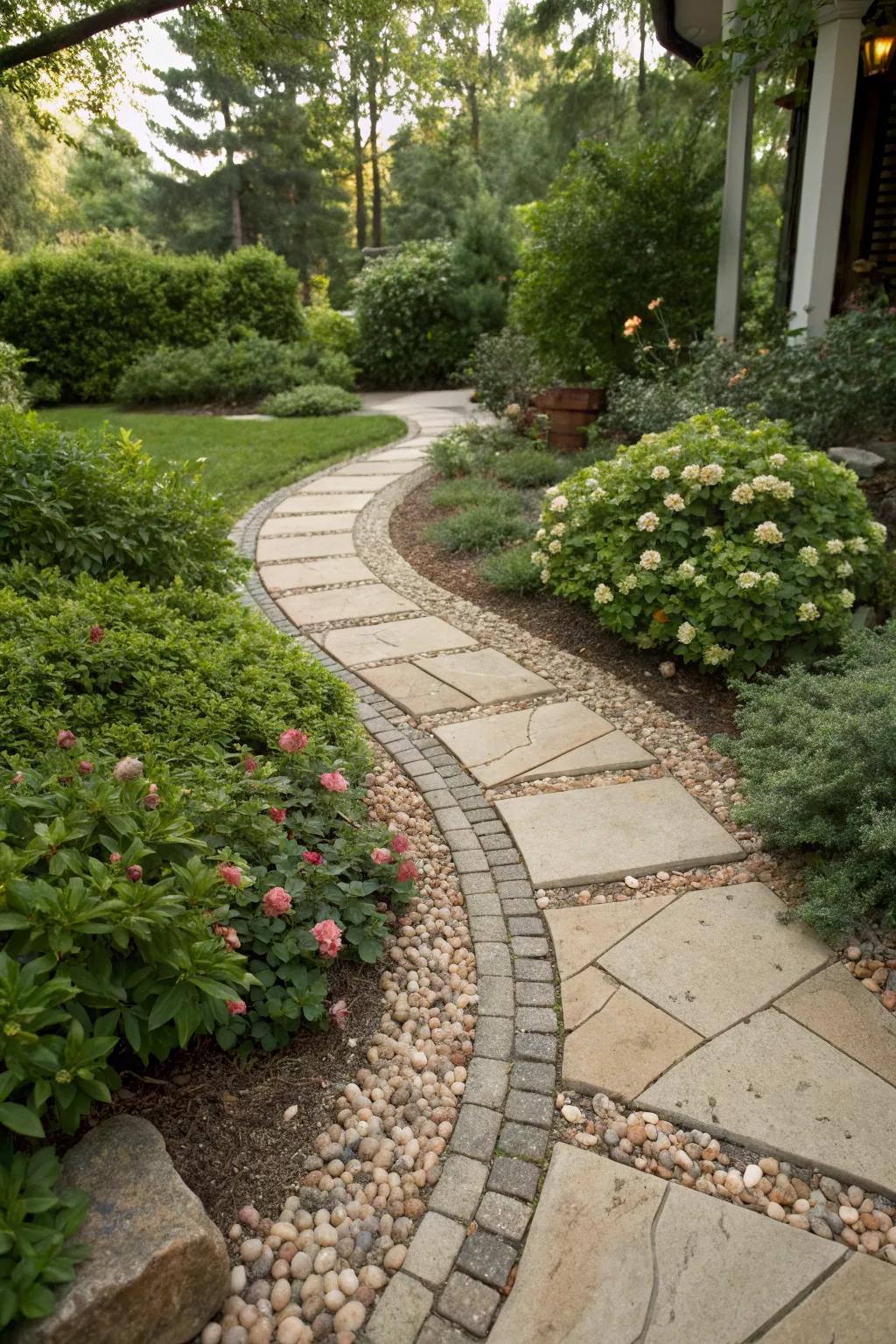 Mix materials for a textured and unique pathway.