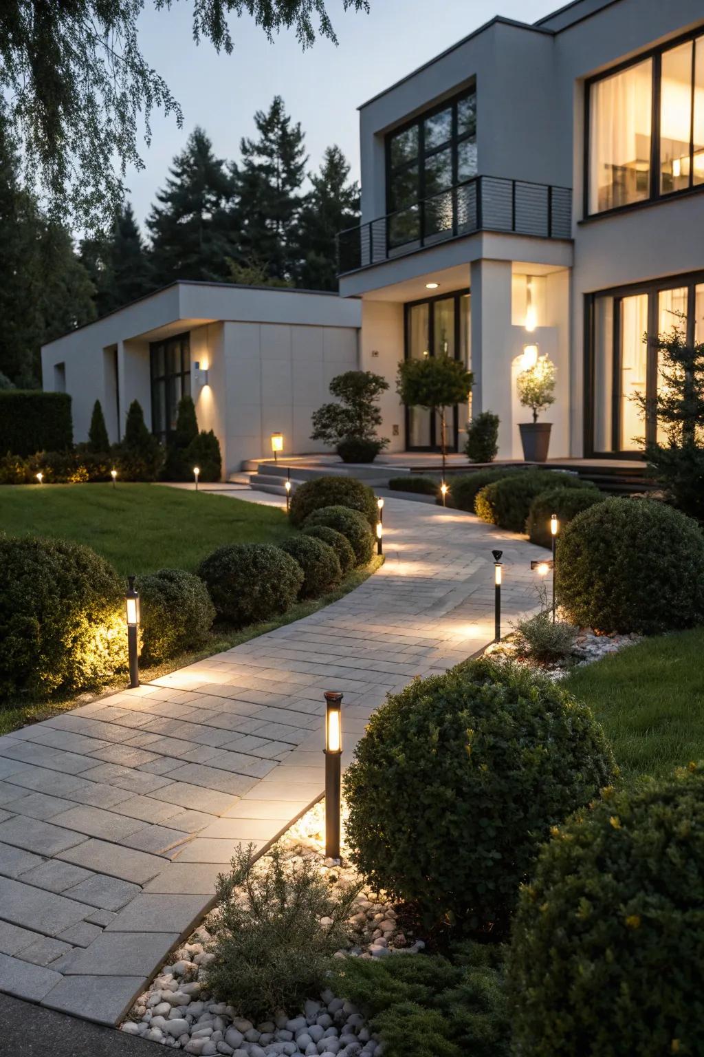 Achieve a modern aesthetic with in-ground lights.