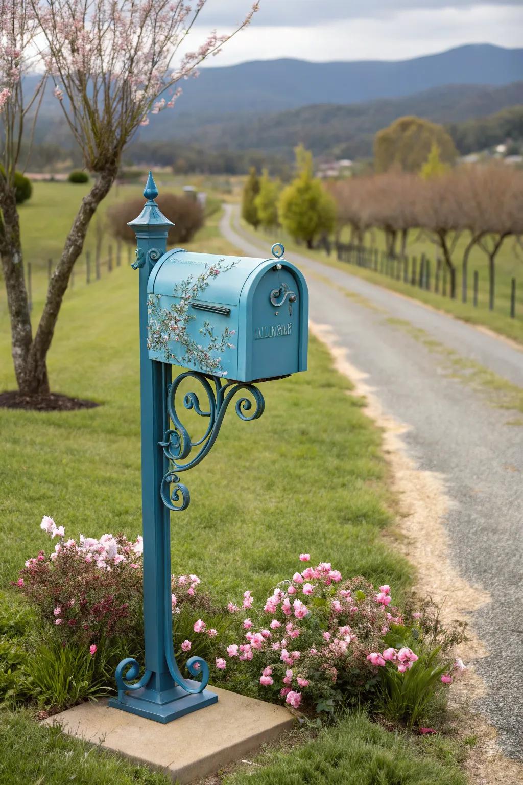 A unique mailbox style enhances the overall landscape design.