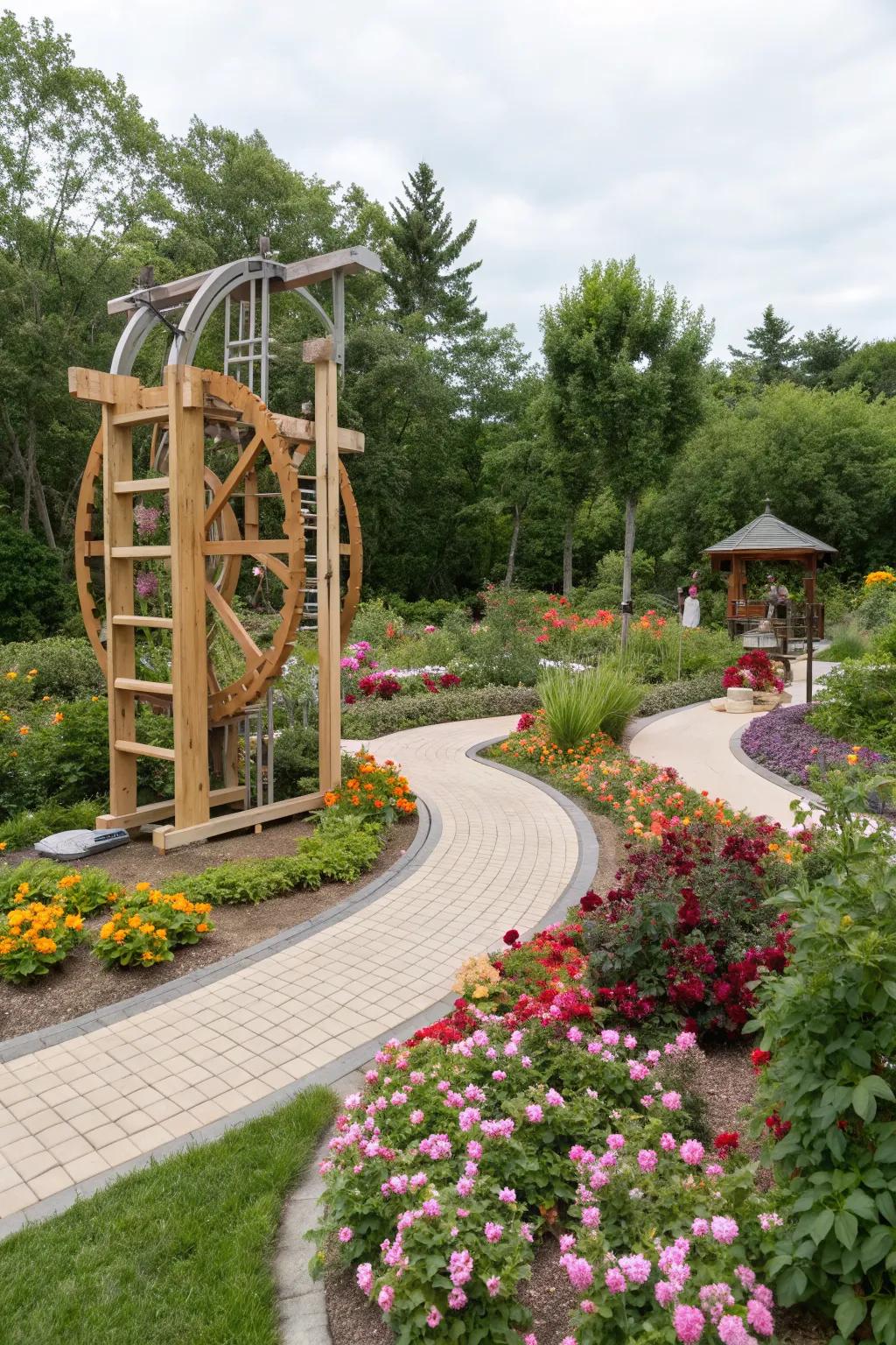 An interactive sculpture inviting playful interaction.