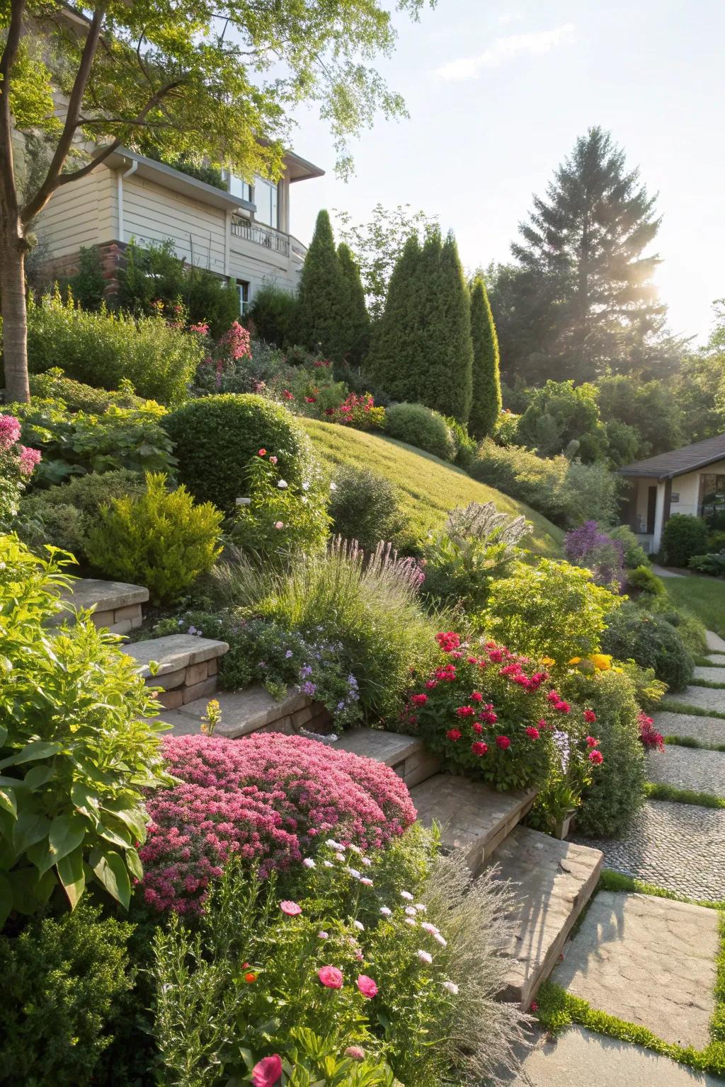 Layered plantings add depth and interest to your landscape.