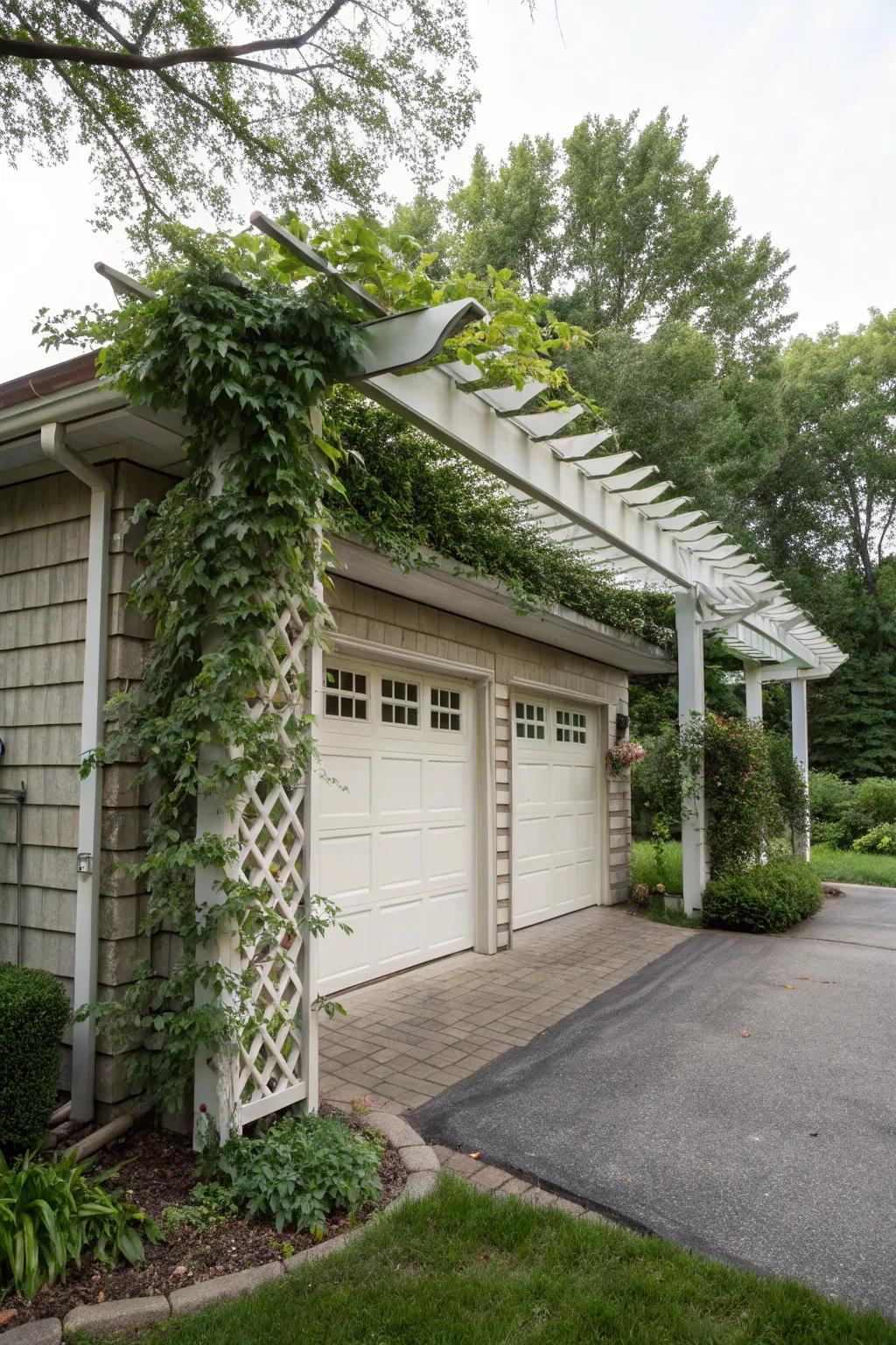 A trellis pergola for added texture and greenery.