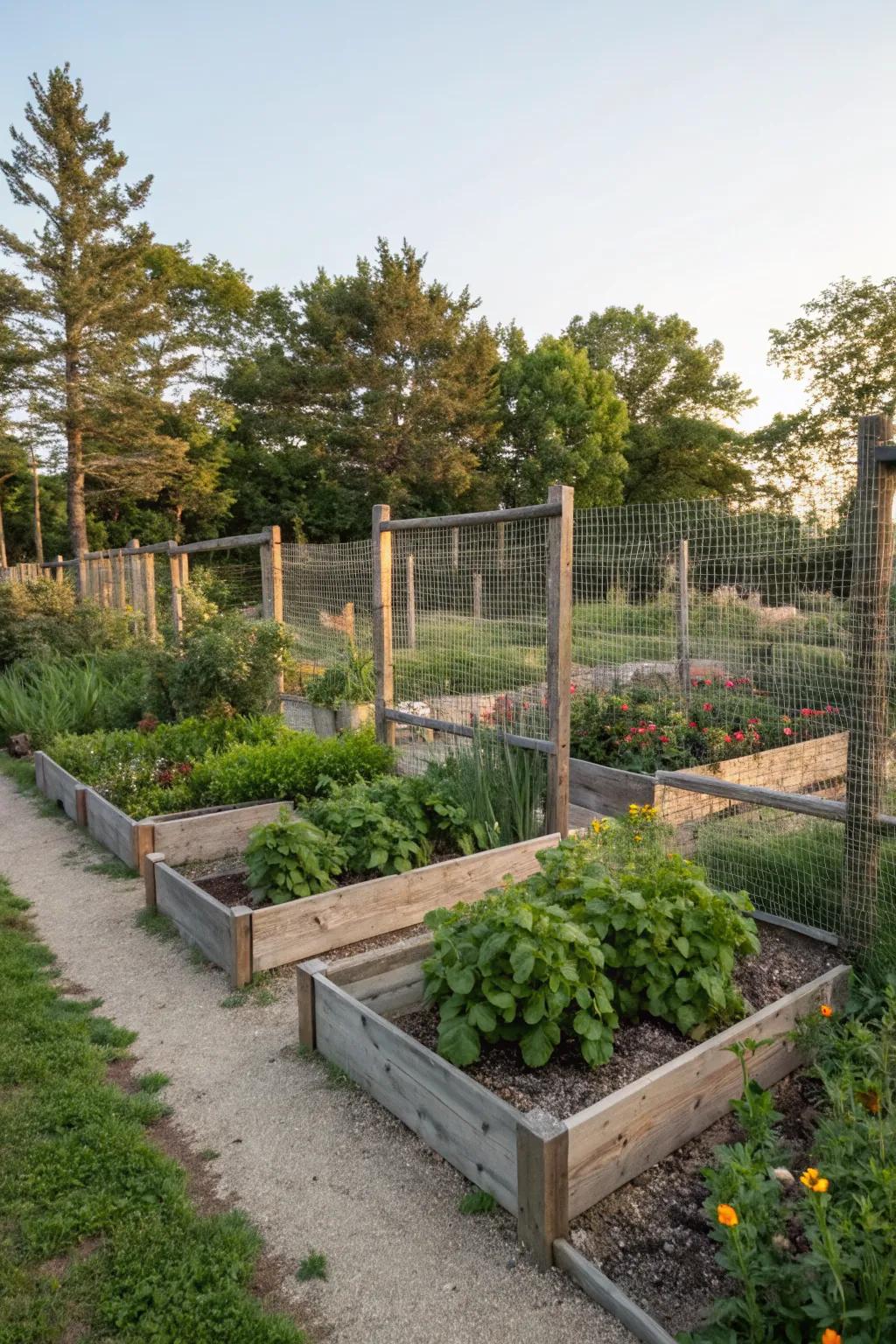 Raised beds with fencing offer targeted protection and improved drainage.