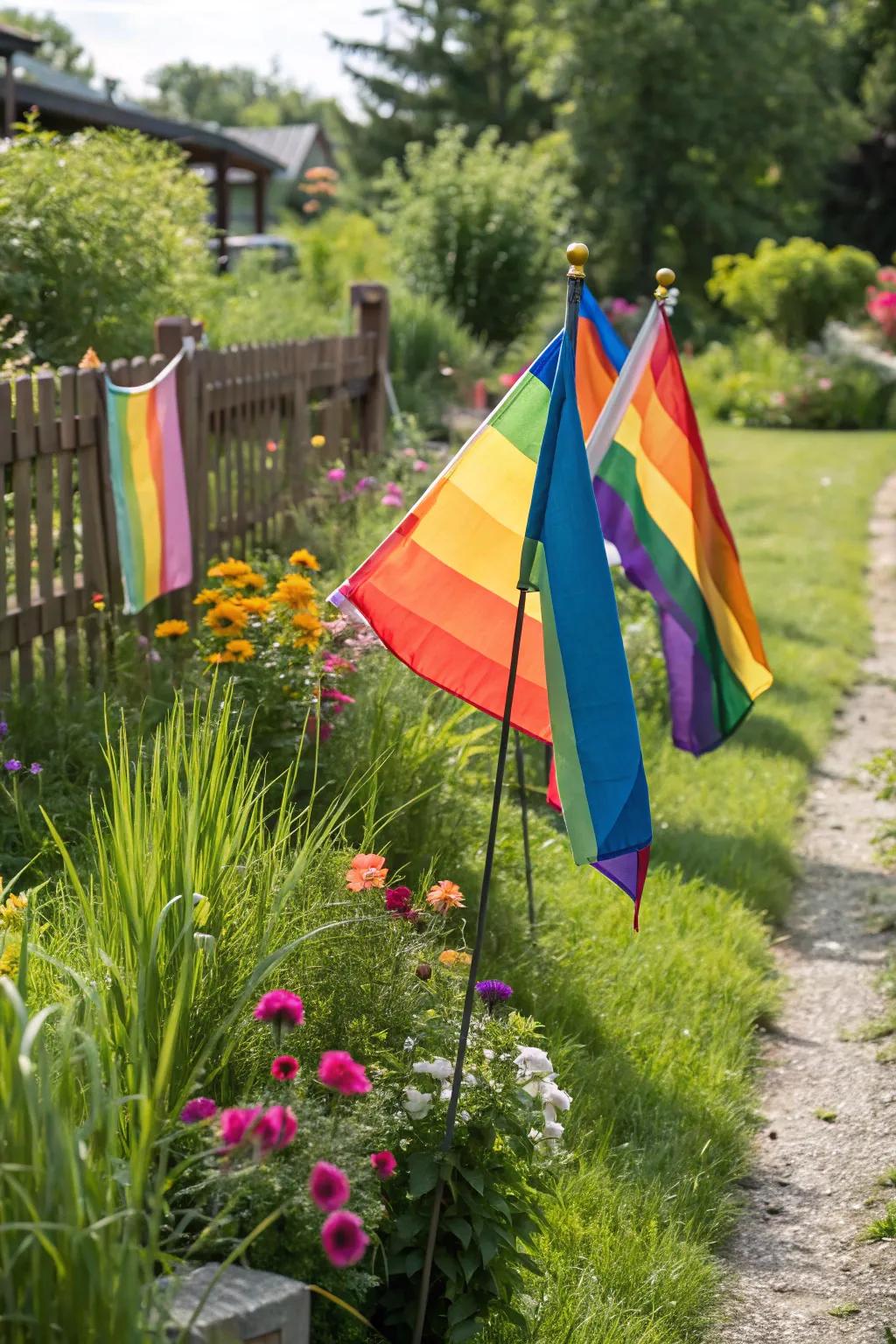Cluster of flags making a bold statement