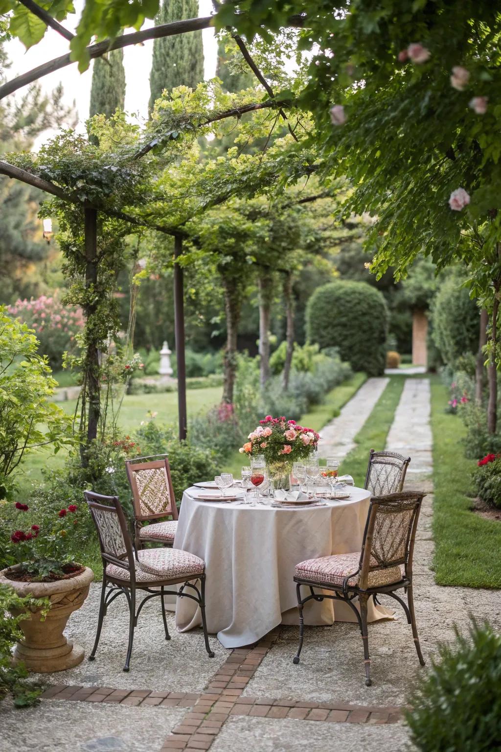 An inviting outdoor dining area perfect for gatherings.