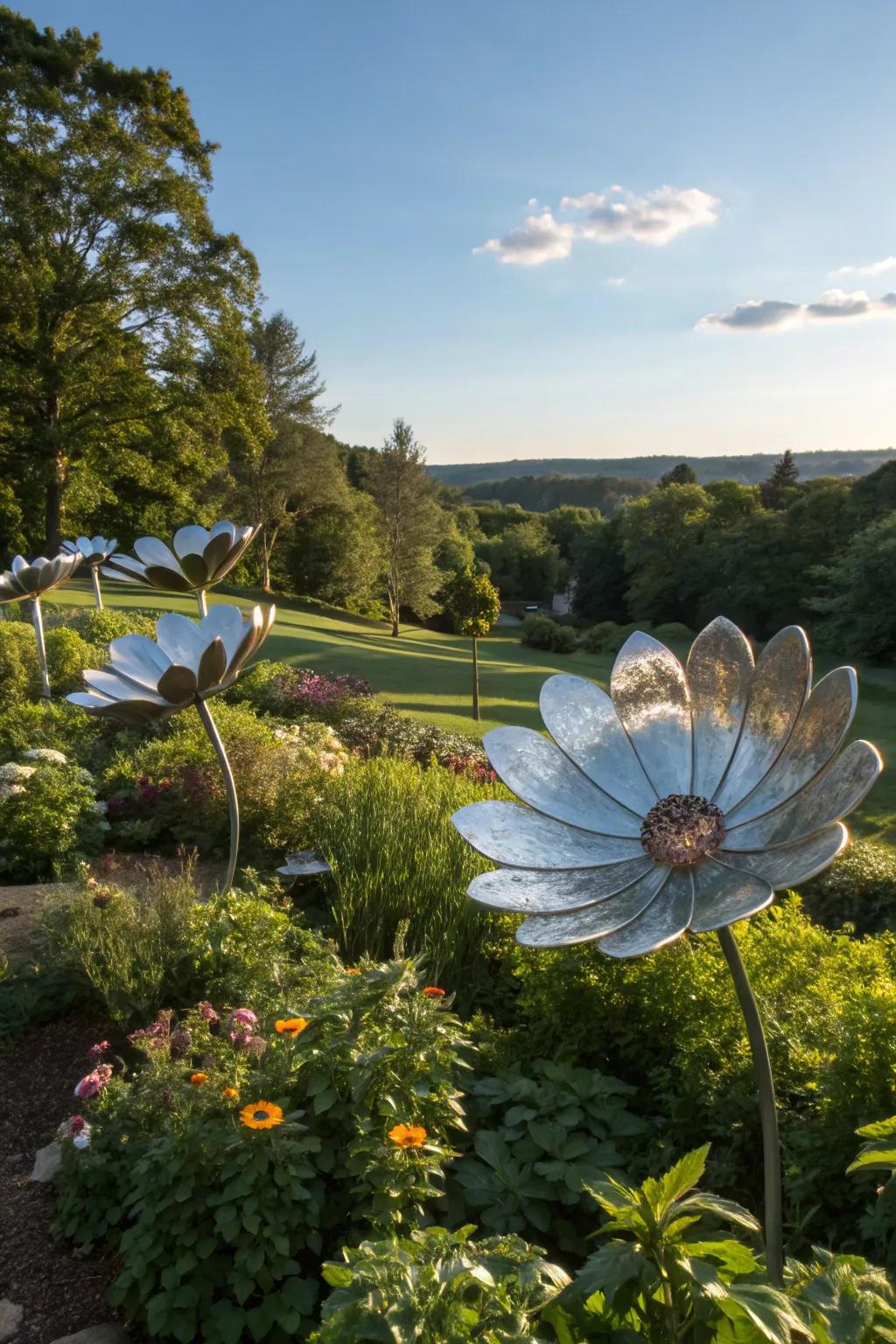 Add dazzling beauty with stunning metal flower sculptures.