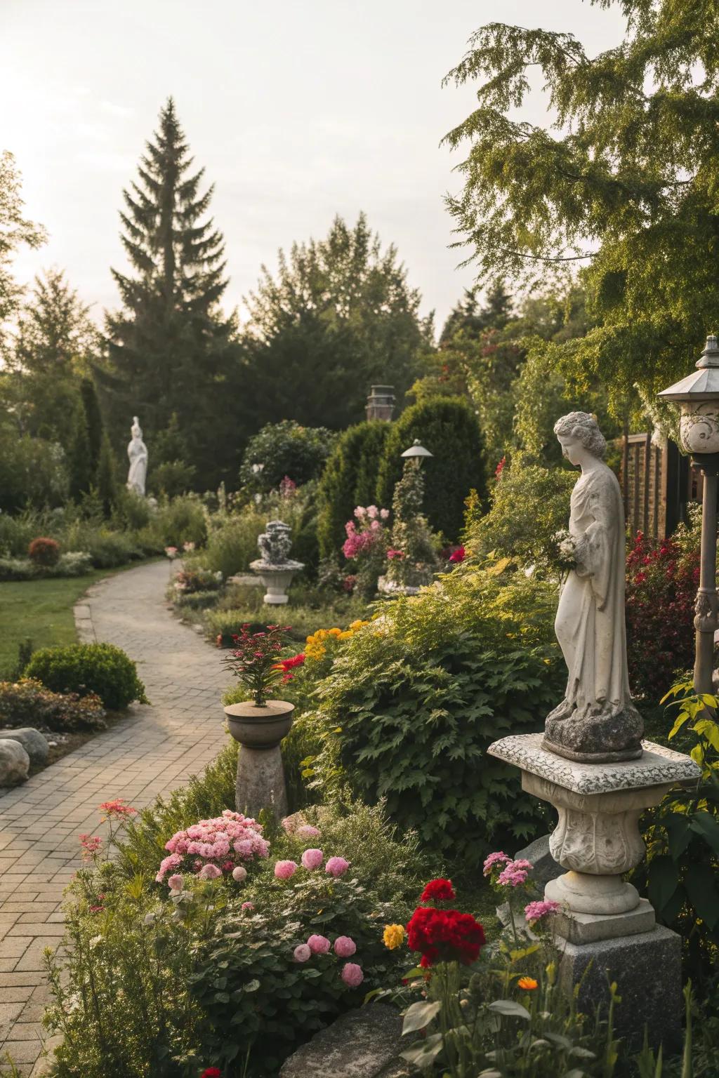 Decorative elements adding personality to a garden.