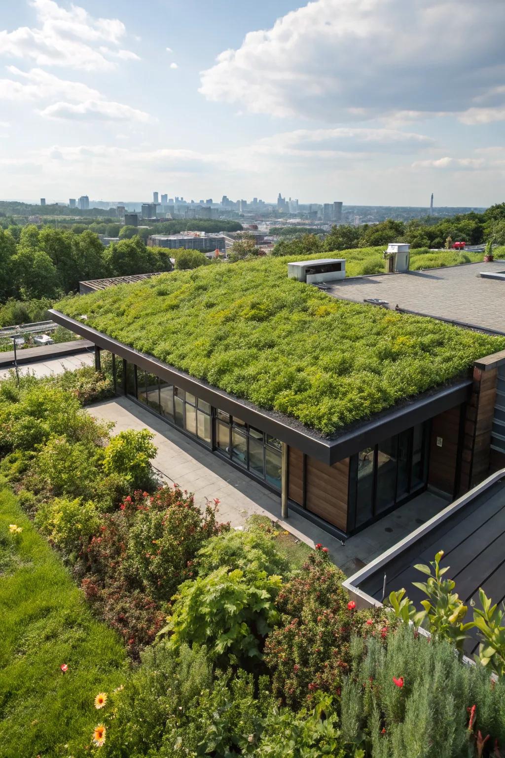 A green roof offering beauty and environmental benefits.