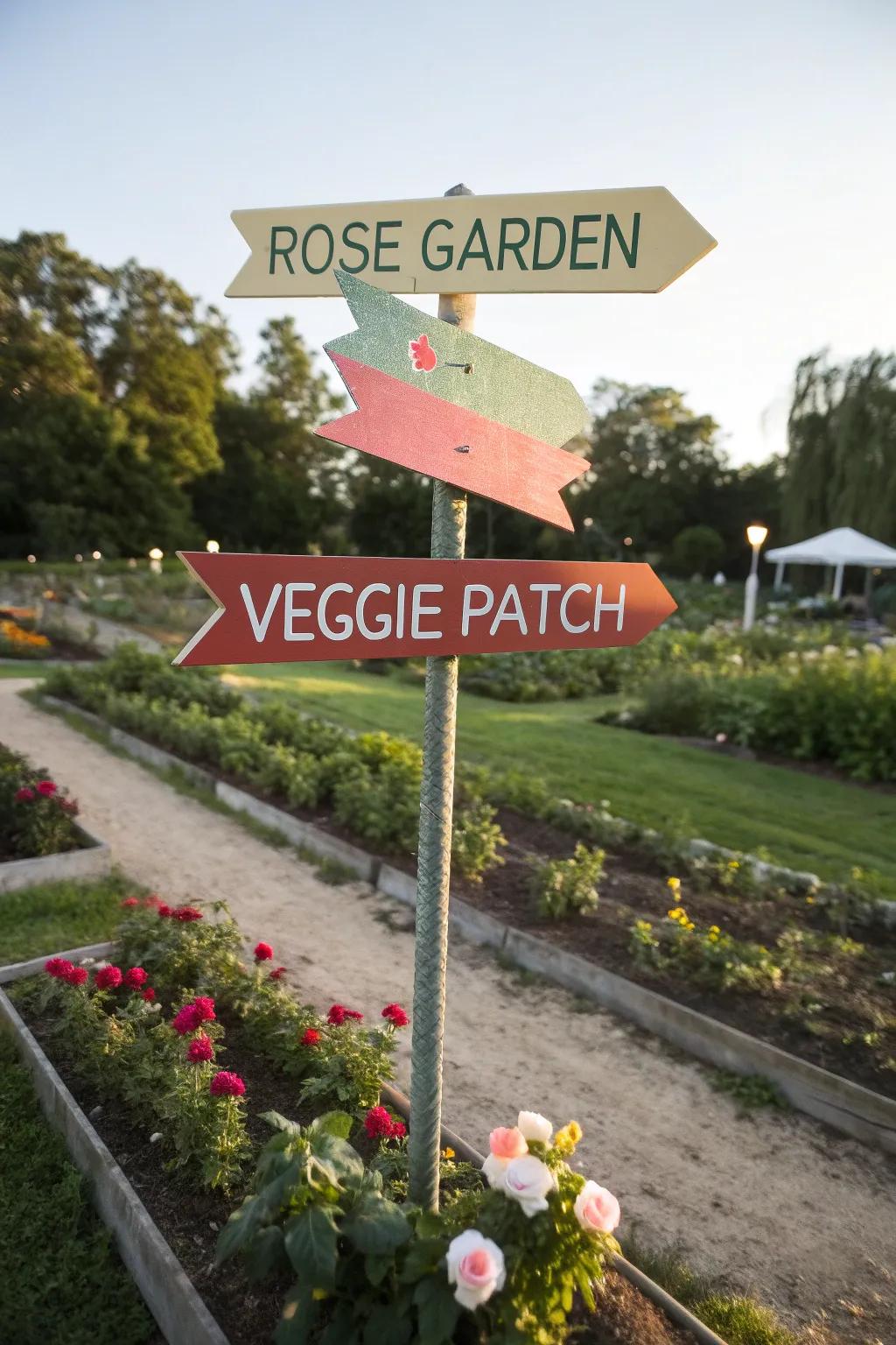 Directional signs guide visitors through the garden's delights.