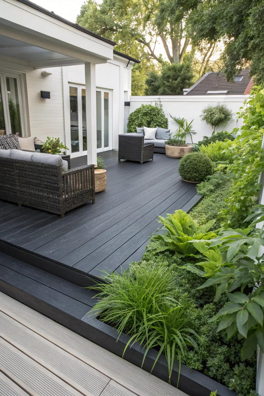 Dark colors add drama and sophistication to your deck.