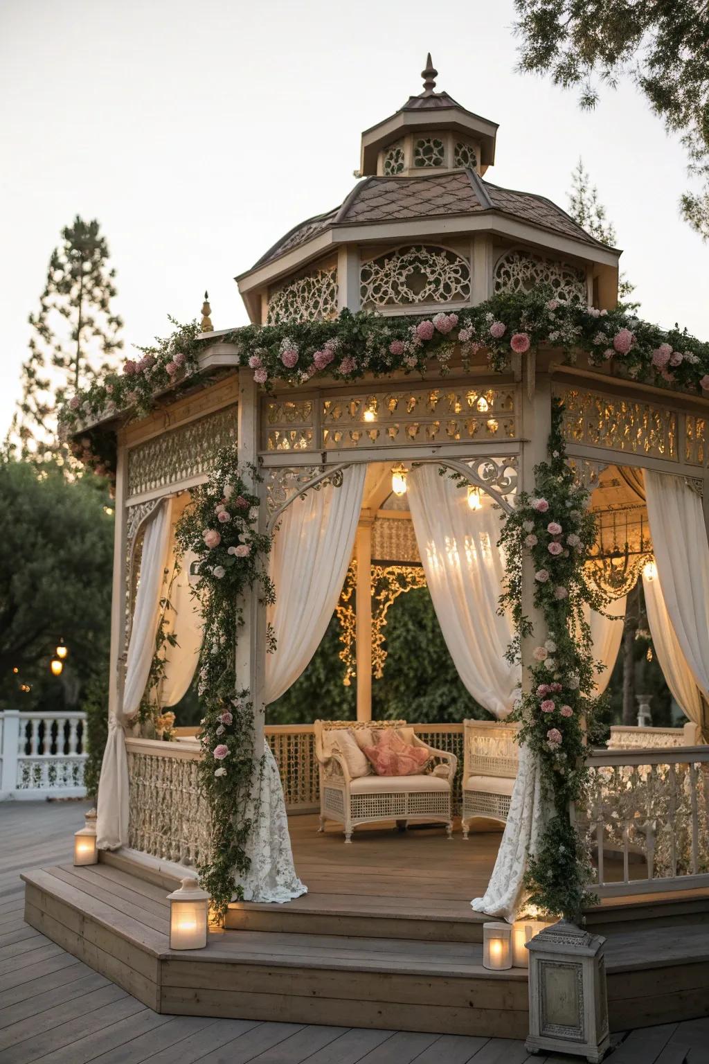 Add a touch of elegance with a Victorian-style gazebo.