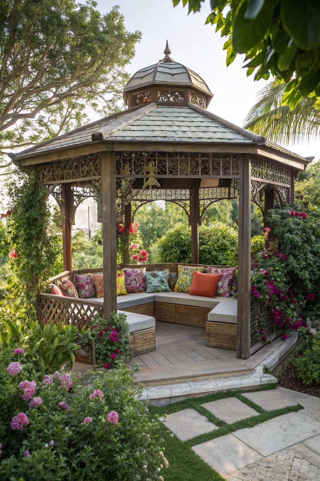 Create harmony with integrated outdoor furniture.